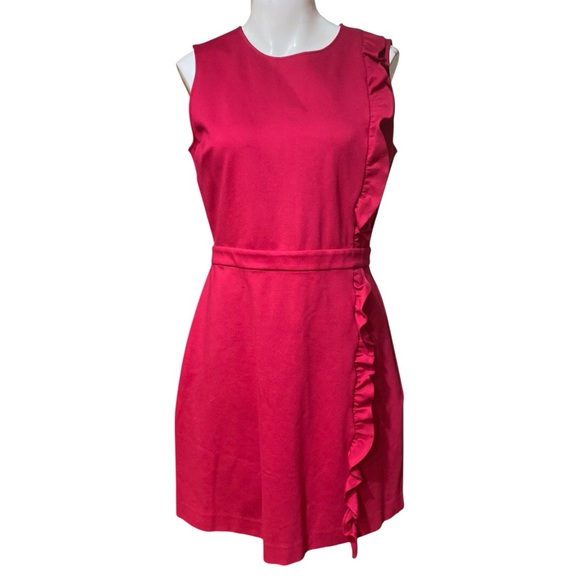 Brooks Brothers Ruffled Ponte Dress Size M Dark Pink - Picture 1 of 9